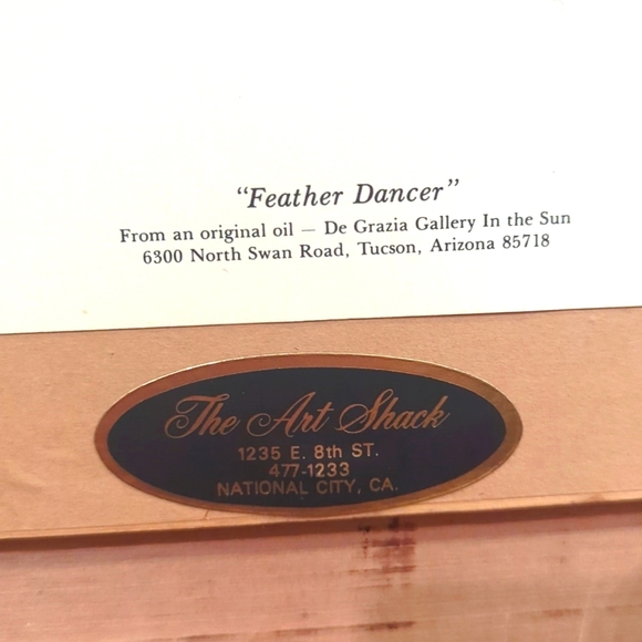 Vtg Ettore Degrazia "Feather Dancer" Gallery in the Sun Signed Framed Print - Picture 4 of 4